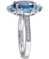 ფოტო #4 პროდუქტის Blue Topaz Oval Halo Statement Ring (5-3/8 ct. t.w.) in Sterling Silver