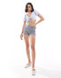 Фото #3 товара Bershka puff sleeve tie front cotton top in pale blue