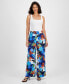 ფოტო #1 პროდუქტის Women's Floral-Print Wide-Leg Smocked-Waist Pants, Created for Macy's