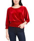 Vince Camuto Smocked Hem Velour Blouse Lipstick Red XS