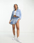 Hollister cropped denim jacket in mid wash blue