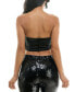 Фото #2 товара Juniors' Strapless Zip-Back Feather-Front Top