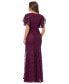 Women's Eyelash-Lace Flutter-Sleeve Long Dress