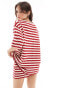 Фото #7 товара ASOS DESIGN textured oversized t-shirt co-ord in red stripe