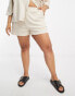 Фото #1 товара In The Style Plus towelling beach short co-ord in cream