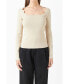 ფოტო #1 პროდუქტის Women's Scallop Detail Long Sleeve Sweater