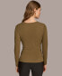 ფოტო #2 პროდუქტის Women's Long-Sleeve Faux-Wrap Top