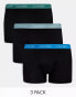 Фото #1 товара Calvin Klein Plus cotton stretch trunks 3 pack in black with coloured waistband