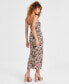 ფოტო #2 პროდუქტის Women's Strapless Cheetah-Print Textured Midi Dress, Created for Macy's