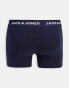 Jack & Jones 3 pack trunks with contrast waistband