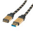 Фото #2 товара ROLINE GOLD USB 3.0 Cable - Type A M -Micro B M 0.8 m - 0.8 m - USB A - Micro-USB B - USB 3.2 Gen 1 (3.1 Gen 1) - Male/Male - Black - Gold