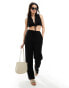 Фото #4 товара 4th & Reckless cropped tie front linen beach top co-ord in black