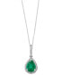 Фото #3 товара EFFY Collection brasilica by EFFY® Emerald (9/10 ct. t.w.) and Diamond (1/8 ct. t.w.) Drop Pendant in 14k White Gold, Created for Macy's