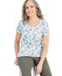 ფოტო #1 პროდუქტის Women's Short-Sleeve Printed Scoop-Neck Top, Created for Macy's