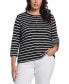 Plus Size cotton Knit 3/4 Sleeve Henley Top Черный, 2X - фото #1