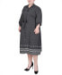 ფოტო #3 პროდუქტის Plus Size 3/4 Roll Tab Sleeve Belted Shirtdress