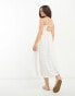 ASOS DESIGN Petite broderie strappy back detail midi dress with seam detail in white