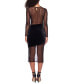 ფოტო #2 პროდუქტის Juniors' Long-Sleeve Mixed-Media Velvet Bodycon Dress