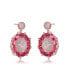 Фото #3 товара Sterling Silver with 18K Rose Gold Plated and Red Cubic Zirconia Accent Drop Earrings