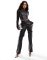 Фото #2 товара ASOS DESIGN 2 in 1 mesh and leather look corset top in black