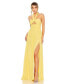 Фото #1 товара Women's Ruched Halter Strap Keyhole Chiffon Gown