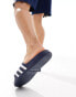 adidas Swim Adilette white stripe sliders in navy