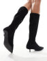 Фото #8 товара ASOS DESIGN Certain extreme mini kitten heel sock knee boots in black