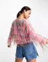 Фото #2 товара Miss Selfridge Premium embellished tassle jacket in pink rainbow