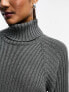 YAS ribbed roll neck jumper midi dress in grey - GREY