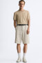 TEXTURED BERMUDA SHORTS WITH PLEATS