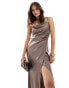 Фото #1 товара New Look cowl neck strappy maxi dress in taupe