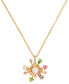 ფოტო #1 პროდუქტის Gold-Tone Multicolor Cubic Zirconia & Imitation Pearl Flower Mini Pendant Necklace, 16"+ 3" extender