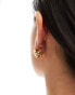 ASOS DESIGN 14k gold plated earrings with molten stud and faux pearl design