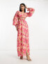 Фото #3 товара Pretty Lavish cut-out maxi dress in pink lily print