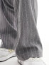 In The Style Petite x Perrie Sian wide leg drawstring trouser in grey pinstripe 38 - фото #9