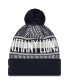 Фото #2 товара Men's Navy Penn State Nittany Lions Logo Striped Cuff Knit Hat with Pom
