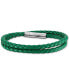 ფოტო #1 პროდუქტის Double Wrap Leather Bracelet in Stainless Steel, Created for Macy's