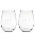 Mr. & Mrs. Stemless Wine Glasses, Set of 2