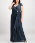 Plus Size Sequined-Lace Ruched Gown