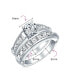 Classic Traditional Style 2CT Cubic Zirconia Round Brilliant Cut Solitaire Pave Band CZ Anniversary Wedding Engagement Ring Set Band Sterling Silver