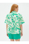 Tropikal Desenli Gömlek Kısa Kollu Relax Fit