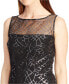 Фото #2 товара American Living Women's Sheer Yoke Sequined Rounded neck Dress Black 8