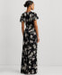 Фото #2 товара Women's Floral Flutter-Sleeve Gown
