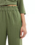 JDY high waisted wide leg trouser co-ord in khaki stripe