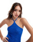 Фото #2 товара Mango halter crochet midi dress in blue