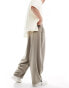 Фото #2 товара ASOS DESIGN smart wide leg parachute trousers in brown twill