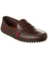 Фото #1 товара Gucci Web Leather Driver Men's Brown 5.5