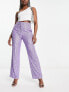 Фото #1 товара ASOS DESIGN straight sequin ankle grazer trousers in purple