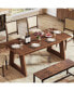 Фото #5 товара Dining Table for 4-6 People, 63-Inch Rectangular Wood Kitchen Table, Farmhouse Dinner Table for Dining Room, Kitchen, Living Room, Rustic Brown