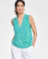 Фото #1 товара Women's Sleeveless Zip-Shoulder Surplice Blouse, Created for Macy's